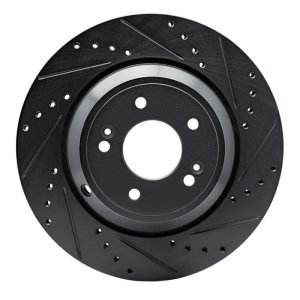 Genesis G70 Brake Rotor (1) - Rear Right - R1 Concepts - Drilled & Slotted - Black - `18-`23